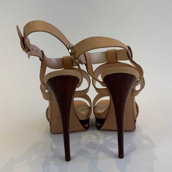 Casadei Tan and Brown Platform Sandals, US 10 - Picture 3 of 16